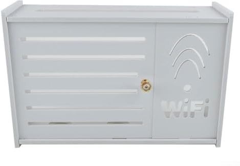 Aufbewahrungsbox zur Wandmontage für kabellosen Router, TV-Box und Spielkonsole, Kabel-Organizer mit Wärmeableitungsdesign, weißer Kunststoff, Heim- und Büroorganisation (F)