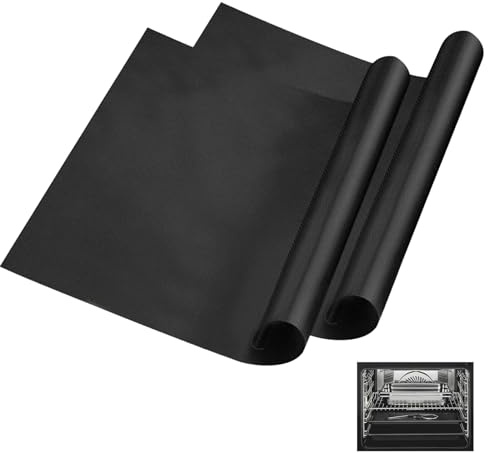 2 Pack Heavy Duty Premium Silicone Oven Liner, Non-Stick Oven Liners for Bottom of Fan Assisted Ovens, Induction Hob Protector Mat, Reusable Oven Mat, BPA-Free Oven Liners for Bottom of Oven（32x50cm ）