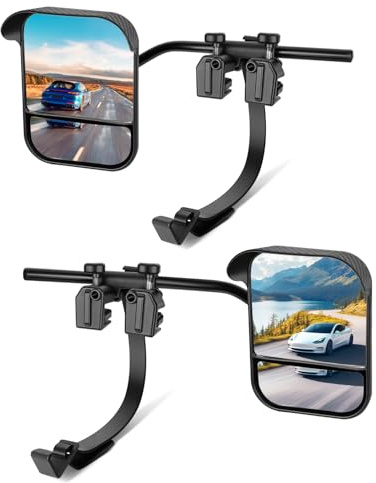 OlaVeg Retrovisores Caravana Espejo para Caravana Espejos Caravana Coche Espejo Doble Convexo, con Abrazaderas y Deflectores de Lluvia Integrados Universal 2 Unidades