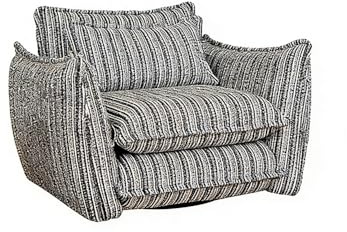 KIBONCY Drehbarer Akzentstuhl, Leinen-Mid-Century-Modern-Stuhl, übergroßer Chenille-Akzentstuhl mit Lendenkissen for Wohnzimmer und Schlafzimmer(B)