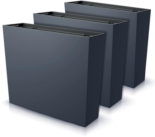 IMJ-Global - 3 Vasi per Piante da Esterno Interno Moderni, Fioriere da Esterno Grandi 77x23,5x68,7cm (100 Litri) con Inserto da 27 Litri, Vaso in Plastica Resistente Alle Intemperie (Nero)