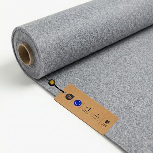 LOMIQ Filz ULTRAFLEX 100x200 cm, Hellgrau, Filzstoff Meterware, 300 g/m², Schallisolierend Bezugsstoff Flexibel, Bastelfilz Superflex, Antistatisch Filzmatte für Auto, Möbel, DIY, Taschen, Heimkino