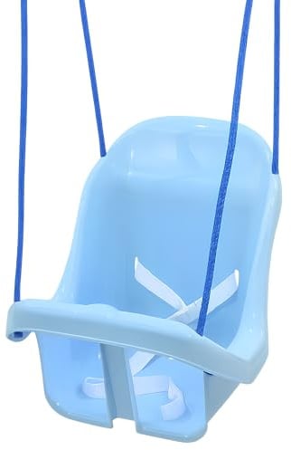 Kinderschaukel Babyschaukel Indoor und Outdoor Hängeschaukel mit Rückenlehne Anschnallgurt höhenverstellbar mitwachsend (Blau)