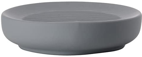 Zone Denmark Ume Seifenschale, Seifenhalter, Seifenablage fürs Waschbecken, Steinzeug mit Soft Touch-Beschichtung, Durchm. 12 cm, Grau