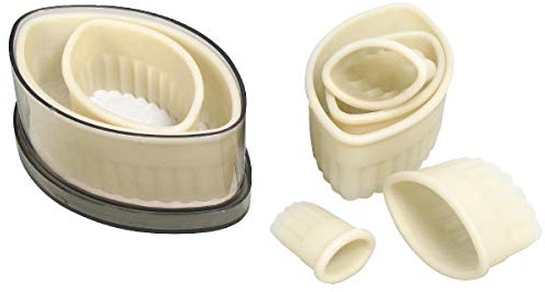 thermohauser Ausstecherset (Nylon), American Football gewellt, weiß, Durchm. 3,0 - 12,0 cm, 7-teilig