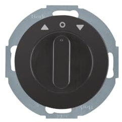 Berker 38122145 Jalousie-Drehschalter 2-polig, Zentralstück, Drehknopf, R.Classic, schwarz glänzend
