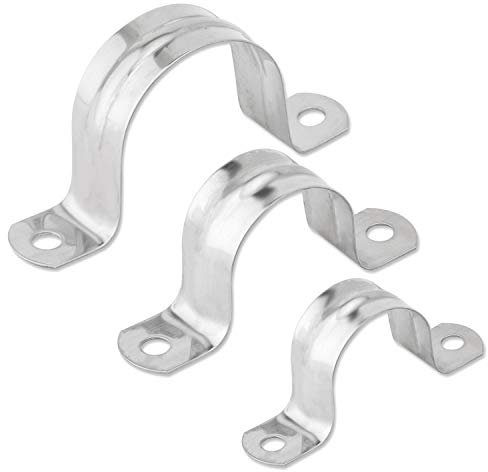 ISPINNER 25pcs M40 Stainless Steel Rigid Pipe Strap for 1-1/2 Inch Hose OD, 2 Holes Cable U Bracket Clamp Hanger Tube Strap Tension Clips