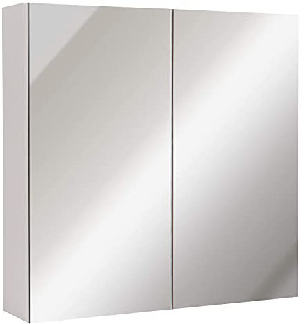 joolihome living Bathroom Mirror Cabinet, Wall Mounted Cabinet with Mirror & 2 Adjustable Shelves, 3 Tier Storage Cupboard Unit Organizer Bathroom Furniture (No Lights, 600x600mm)