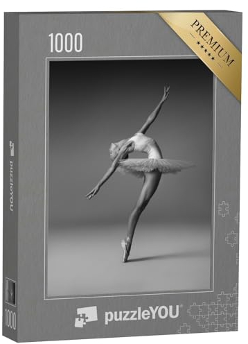 puzzleYOU: Puzzle 1000 Teile „Ballerina in Tanzpose, schwarz-weiß“ – aus der Puzzle-Kollektion Fotokunst