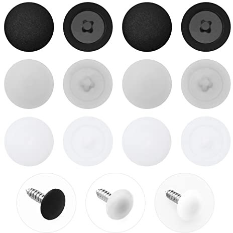 360 Pcs Plastic Pozi Screw Caps Push Fit, Cross Head Screw Covers, Screw Protector Caps, Fit Most Screws (White Black & Grey)