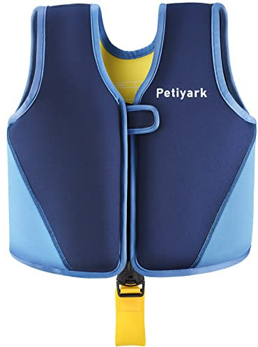 Petiyark Verstellbare Schwimmweste Kinder, Neopren Schwimmhilfe für Kinder, Leicht und komfortabel, Schwimmtraining Unterstützen, Geeignet für Jungen und Mädchen im Alter von 3-6 Jahren - Blau, M