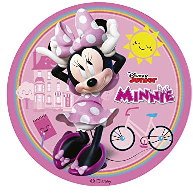 Dekora - Décoration Coméstible en Forme de Disque pour Gâteaux d'Anniversaire pour Enfants de Minnie Mouse - 15, 5 cm