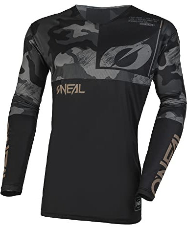 O'NEAL Mayhem Jersey CAMO I Motocross Shirt MTB Trikot Herren Langarm I Superleichtes MX MTB Jersey, viel Bewegungsfreiheit I Hervorragende Passform | Schwarz Grau | Größe L