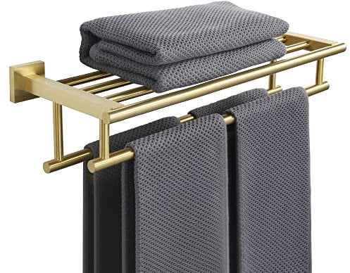 Sayayo Towel Rail Wall Mounted Bathroom 20-Inch Towel Holder, SUS304 Stainless Steel Brushed Gold Bath Towels Rack