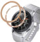 DEALELE Coque de montre compatible avec Samsung Gear S3 Frontier/Classic/Galaxy Watch 46 mm/Galaxy Watch 4 Classic 46 mm, diamant brillant + bague en acier inoxydable Textrue en losange, or rose