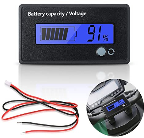 QESSUVNC DC 12V 24V 36V 48V 72V Batteriekapazität Spannung Meter | Batterie Kapazität Anzeige Für Motorrad, Wohnmobil, Golfwagen, akkurate Batterieanzeige für verschiedene Spannungen