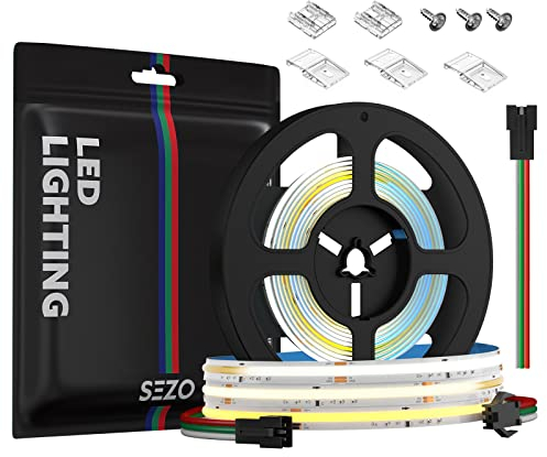 SEZO FCOB CCT WS2811 IC Hohe Dichte LED Streifen Pixeladressierbare 2700K-6000K COB CCT+ IC LED Strip 3M 576LEDs/M 10W/M DC24V IP30 für DIY Dekoration (SPI LED Controller Separat Erhältlich)