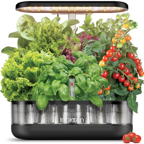 inbloom Kit de système de culture hydroponique à 12 gouttes, kit de jardinière d'herbes aromatiques, système de culture hydroponique d'intérieur avec pompe à eau de 4,2 L, hauteur réglable, cadeaux