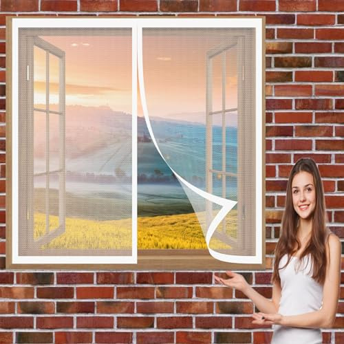 Tende Zanzariera Totalmente Calamite 114 x 112 cm Anti Zanzare Insetti Zanzariera Prevenire Zanzare e Insetti Tenda Anti-Insetti Zanzare Zanzariera Porta Finestra, Bianco