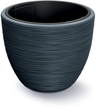 Tymar Pot de Fleurs avec Insert, Pot de Fleurs en Plastique, jardinière, Grand Pot de Plantes(DBFU Anthracite,ø 30 cm)