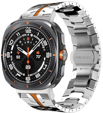 KONAFEI Cinturino compatibile con Samsung Galaxy Watch 7 Ultra 47 mm, in metallo e acciaio inox, doppio cinturino di ricambio, 5.5''-8.7'' (220 mm), Acciaio inossidabile