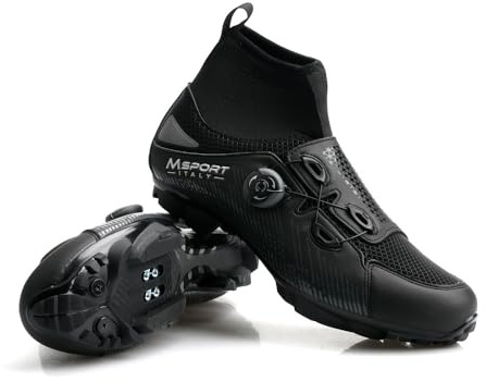 Fahrradschuhe, Winter, rutschfest, regendicht, Mountainbike-Schuhe für Herren und Damen, SPD-Pedal-kompatibel, Schwarz , 41 1/3 EU