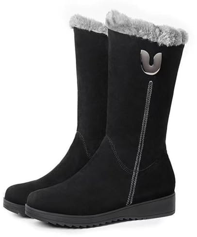 TangDao Femme Bottes de Neige avec Fermeture Éclair Confortables Doublé de Fausse Fourrure Mi-Mollet Bottes d'Hiver