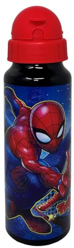 Spiderman Marvel Aluminium Water Bottle with Straw 550ml Kids Accessory