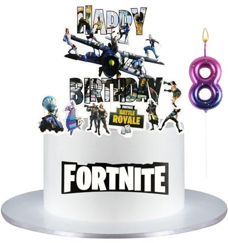 Alaoo Game Cake Toppers,8th Video Game Happy Birthday Cake Topper for Birthday Party Cake Supplies,Mini Cake Topper Sticks for Kids Men,Video Game Themed Parties Birthday Cake Decorating
