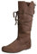 Stivaletti da donna marroni, piatti, da cowboy, estivi, in pelle scamosciata, medievale, con gambo largo, da caccia rinascimentale, con lacci, stivaletti piatti, vintage, Texani, marrone, 47 EU