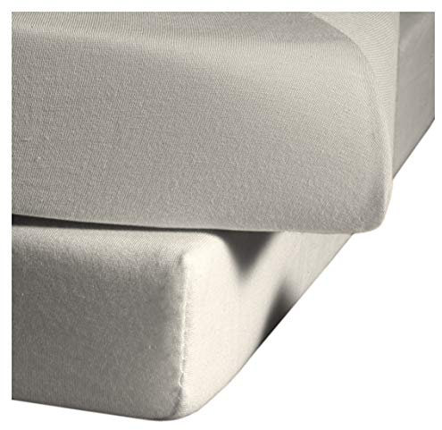 fleuresse Jenny C klassisches Jersey-Spannlaken, 100% Baumwolle, mit praktischem Rundumgummi, Fb. Porzellan, Größe 200 x 200 cm, auch passend für 180/190 x 200