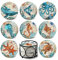 Teivio Lot de 8 dessous de verre en pierre absorbante Motif océan