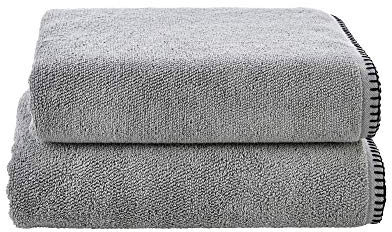 DONE Deluxe Prime 2-tlgs Frottierset 1x Handtuch 1x Duschtuch Zwirnfrotier Weich Hautfreundlich 100% Baumwolle Silber 550gr/m²