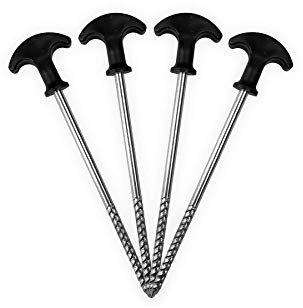 KCT 30 pc Heavy Duty Bivvy Tent Camping Screw Pegs Plastic Top 20cm Ground Sheet Stakes Fishing