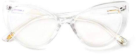 SOOLALA Ladies Reading Glasses Cat Eye Frame Readers Eyeglasses w Blue Light Blocking Lens, Trans, +1.75
