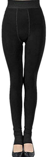 Springcmy Frauen Winter Thermo Strumpfhosen Fleece gefüttert hoch taillierte Thermal Leggings Hosen (Black, One Size)