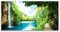 Tulup Impression sur Verre Trempé 140x70cm - Plastique Imprimés Tableau Mural Moderne Décoration Déco Design 4 Crochets - Cascade Lac Nature Arbres
