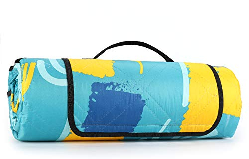 Sekey Maschinenwaschbare Picknickdecke 200x200 cm Wasserdicht Campingdecke Wärmeisolierend Stranddecke aus DREI Lagen mit Alu-Folie als Unterseite