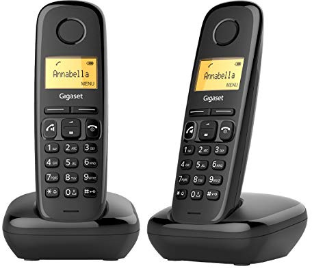 Gigaset A270 DUO - Basic Cordless Home Phone with Big Display and Speakerphone - 2 Handsets, Black
