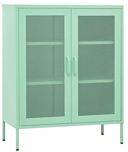 vidaXL Lagerschrank Sideboard Kommode Anrichte Stahlschrank Schrank Beistellschrank Mehrzweckschrank Bücherschrank Standschrank Minzgrün 80x35x101,5cm Stahl