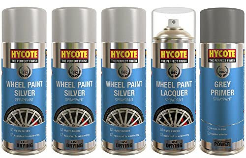 Hycote 3x Silver 1x Lacquer 1x Primer Car Alloy Wheel Spray Paint