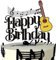Gitarre Happy Birthday Cake Topper Schwarz Glitzer Musik Noten Kuchen Dekoration Band Musik Liebhaber Thema Geburtstag Party Supplies für Musiker