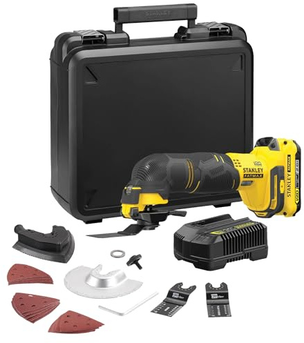 Stanley FATMAX V20 Cordless Oscillating Multitool, Includes 2.0Ah Li-Ion Battery, 2A Charger and Kit Box, 18V, SFMCE500D1K-GB