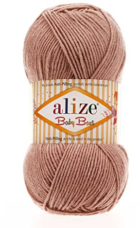 100g Strickgarn ALIZE Baby Best uni Babywolle Wolle Antipilling, freie Farbwahl, Farbe:354 rose