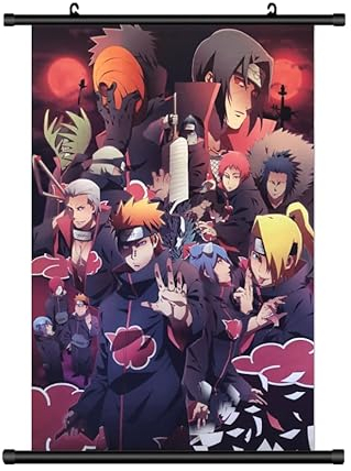 KARMA-X Großes 60x90CM Naruto Kakemono Rollbild | Anime Manga Stoffposter Wallscroll Poster | Wanddeko Geschenk | Motiv: Akatsuki