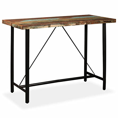 JUNZAI Bartisch, Stehtisch Küche, Tisch, Hochtisch, Bartische & -theken, Esstisch, Bar Tisch, Bar Table, Altholz Massiv 150x70x107 cm