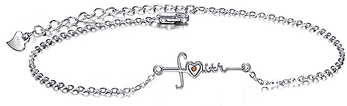 POPLYKE Glaube Kreuz Fußkettchen 925 Sterling Silber Senf Samen Schmuck Glaube Hoffnung Liebe Knöchel Armband Christliche Geschenke für Damen