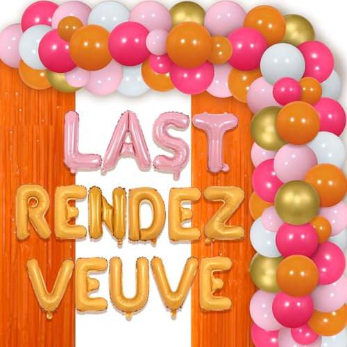 Last Rendez Veuve Decorations, Bachelorette Party Decorations Veuve, Bachelorette Balloon Arch Kit, Last Rendez Veuve Foil Balloons, Orange Foil Fringe Curtain Backdrop