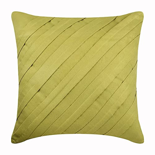 The HomeCentric Kissenbezuge 2 Stück, 55x55 cm, Apfelgrun Werfen Kissen Decken Strukturierter Biesen Solid Color - Faux Veloursleder Platz Zierkissen AbDecken Zeitgenossisch - Contemporary Apple Green