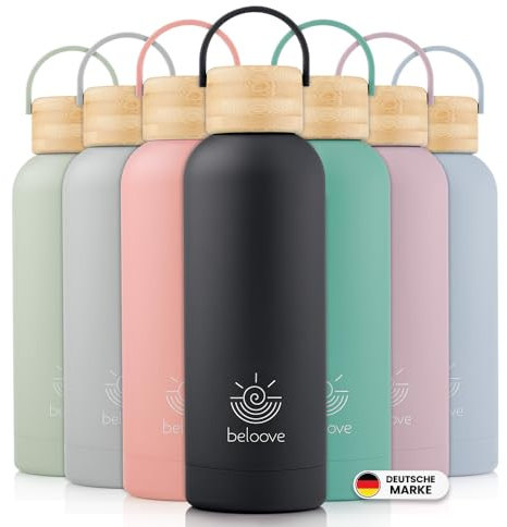 beloove™ Trinkflasche Edelstahl BPA-frei - Doppelwandige Thermosflasche, auslaufsicher, Trinkflasche Kohlensäure geeignet, Kratzfest pulverbeschichtet - 500 ml, 750 ml Wasserflasche Thermosflasche